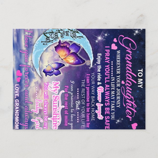 Cartão Postal Presente de Aniversário para Netas Borboletas Idei (Frente)