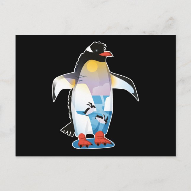 Cartão Postal Presente de Design de Inverno de Pinguim Pinguins  (Frente)