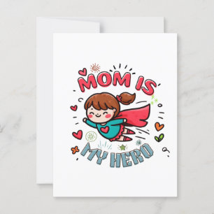 Cartão Postal Presente de dia de as mães Mamãe É Meu Herói