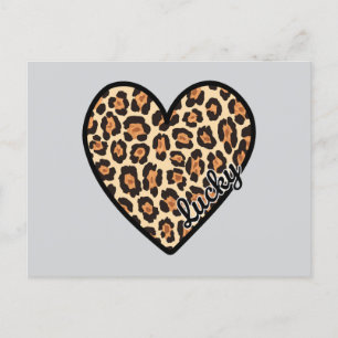 Cartão Postal Presente de Dia de os namorados Coração Leopardo B