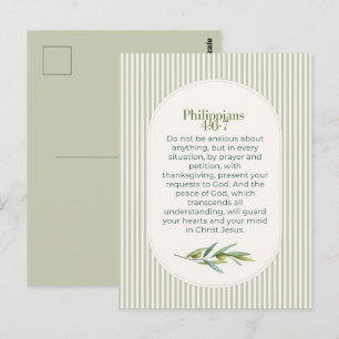 Cartão Postal Presente de Encorajamento Cristão Filipenses 4:6–7