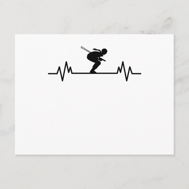 Cartão Postal Presente de Esqui Batida de Coração Diversão Espor (Frente)