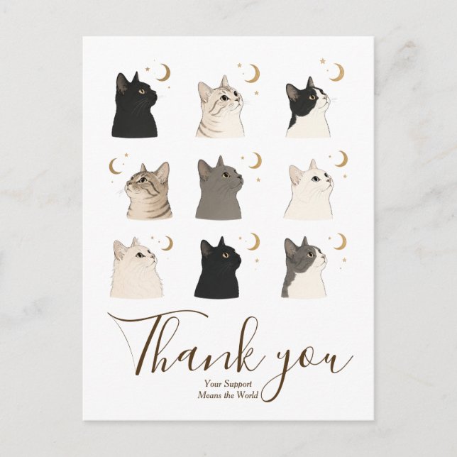 Cartão Postal Presente de Gato Lua Amante Animal Celestial (Frente)