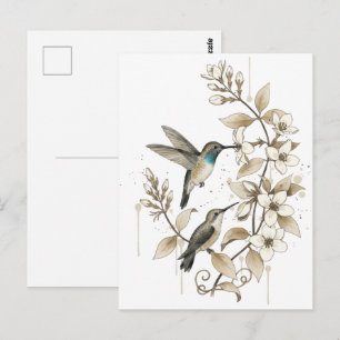 Cartão Postal Presente de Melhor Amiga Hummingbird Botanical Cot