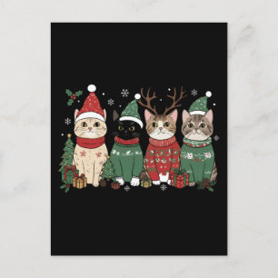 Cartão Postal Presente de Natal do Gato Meowy Catmas