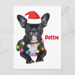 Cartão Postal presente de natal para amantes de bulldog francês