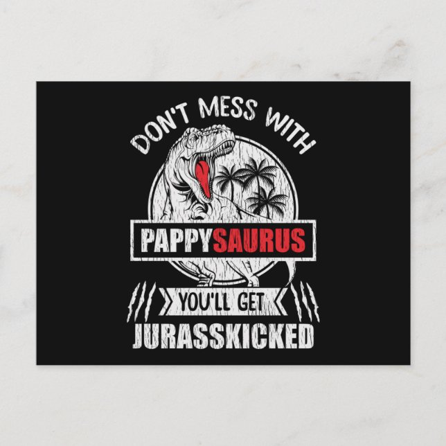 Cartão Postal Presente de Pappysaurus Dinossauro Para Avô e Papp (Frente)