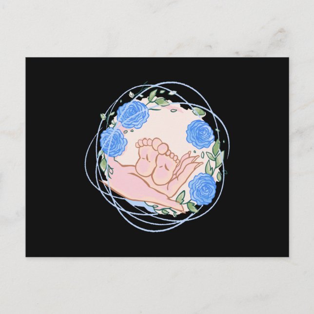 Cartão Postal Presente de Parteira Obrigada Mão Com Pés de Bebê (Frente)