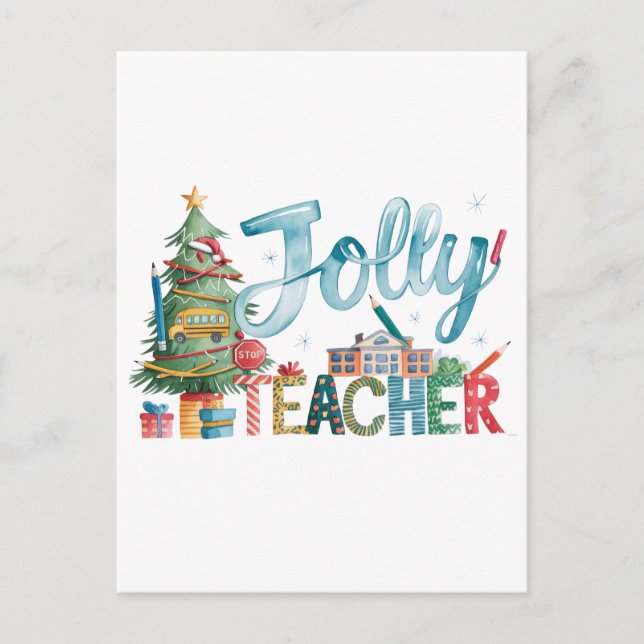 Cartão Postal Presente de Professor | Feliz Natal Alegre Profess (Frente)