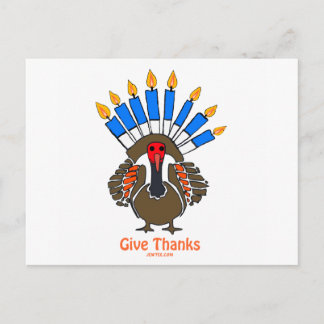 Cartão Postal presente de Thanksanukkah Thanksdoukkah menorah tu
