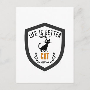 Cartão Postal Presente de Tipografia de Gato Fofo Minimalista pa