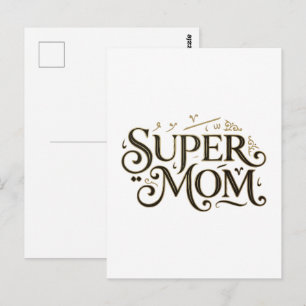 Cartão Postal Presente de Tipografia Ornata Super Mãe Dourada