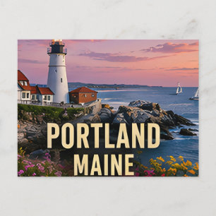 Cartão Postal Presente de Viagem Costeira do Farol de Portland M