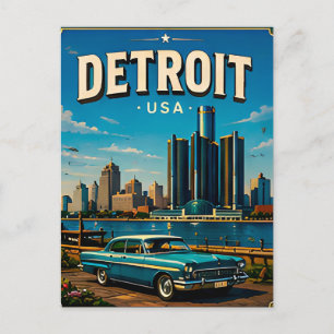 Cartão Postal Presente de Viagem da Orla do Rio Detroit