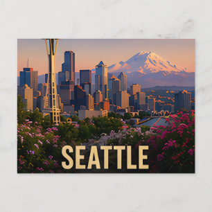 Cartão Postal Presente de Viagem de Seattle Washington Montanha