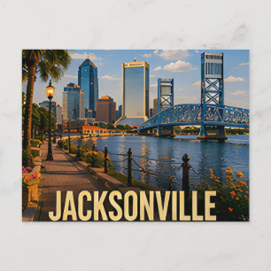 Cartão Postal Presente de viagem Jacksonville Florida Riverfront