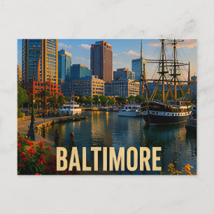 Cartão Postal Presente de viagem para o Inner Harbor de Baltimor