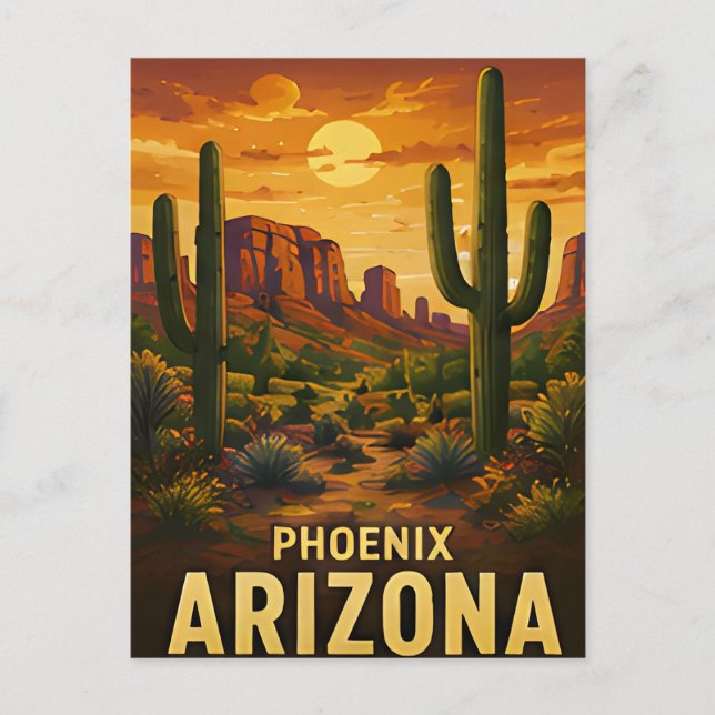 Cartão Postal Presente de Viagem Phoenix Arizona (Frente)