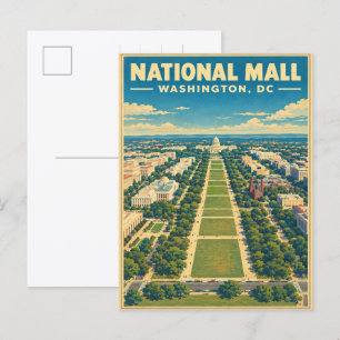 Cartão Postal Presente de viagem retrô National Mall Washington 