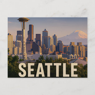 Cartão Postal ☕ Presente de viagem Seattle Pacífico Noroeste ☕