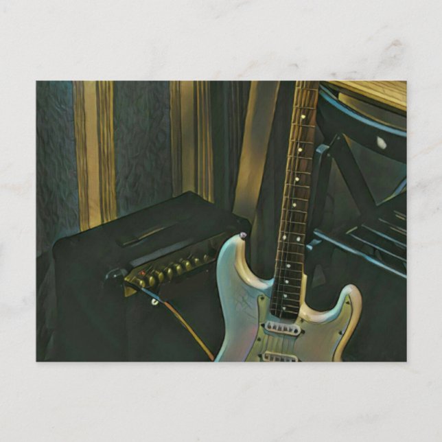 Cartão Postal presente de violão elétrico baixo acústico (Frente)