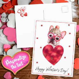 Cartão Postal Presente do Dia dos Namorados do Cachorro Bulldog 