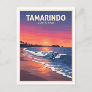 Cartão Postal Presente do Pôr do Sol de Surf da Praia Tamarindo