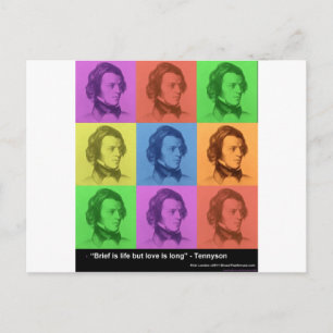 Cartão Postal Presente e Camisetas com Citação de Tennyson "O Am
