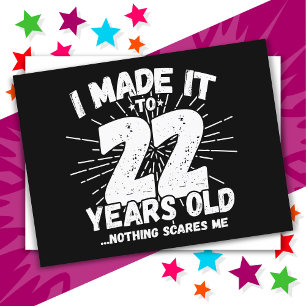 Cartão Postal Presente engraçado de 22 anos de idade com sarcasm