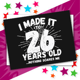 Cartão Postal Presente engraçado de 26º aniversário sarcástico