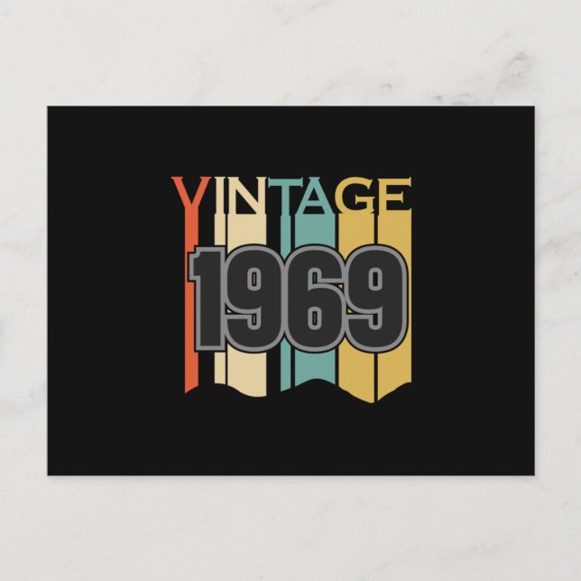 Cartão Postal Presente engraçado de aniversário retrô de 1969 Vi (Frente)