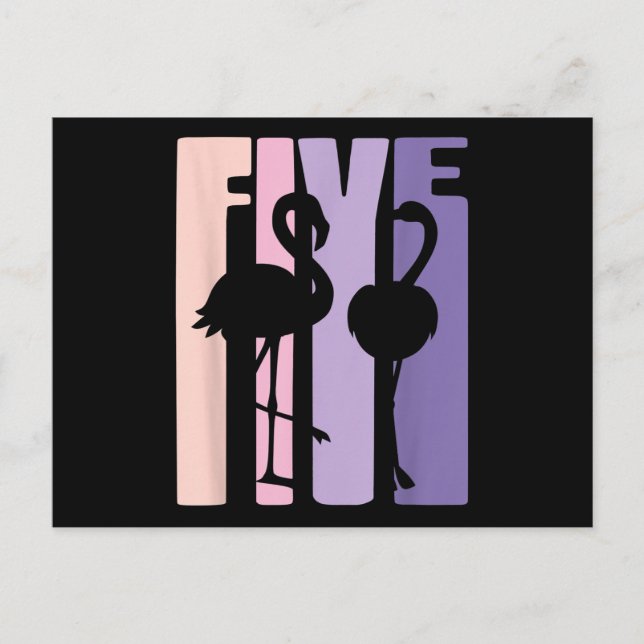 Cartão Postal Presente Fofo de 5º Aniversário Eu Flamingo Eu 5 A (Frente)