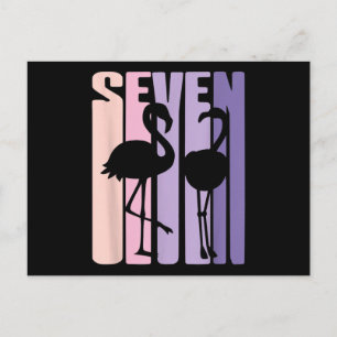 Cartão Postal Presente Fofo de 7º Aniversário Eu Flamingo Eu 7 A