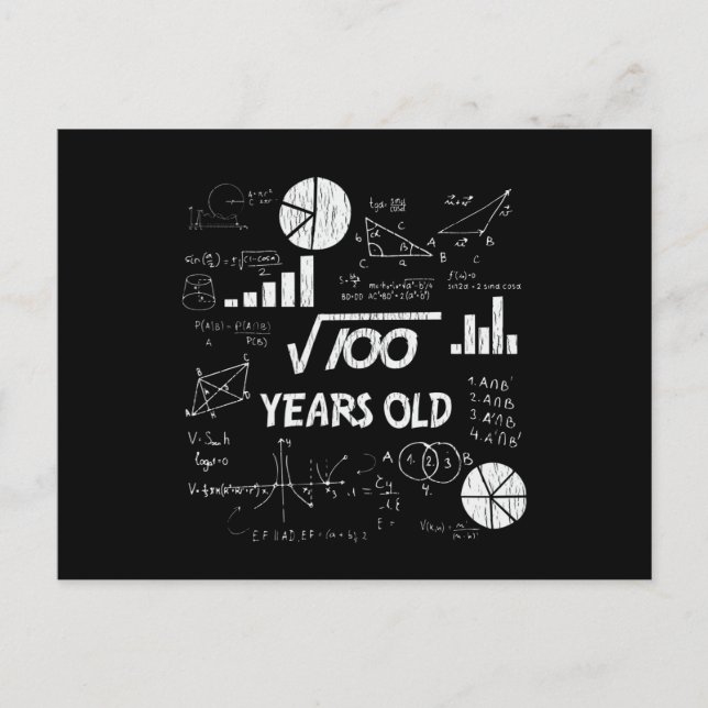 Cartão Postal Presente geek de matemática para aniversário de 10 (Frente)