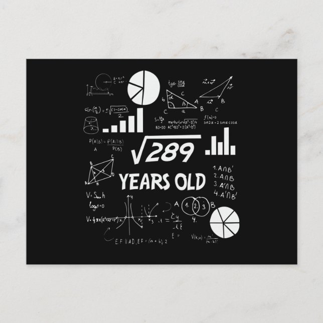 Cartão Postal Presente Geek de Matemática para Aniversário de 17 (Frente)