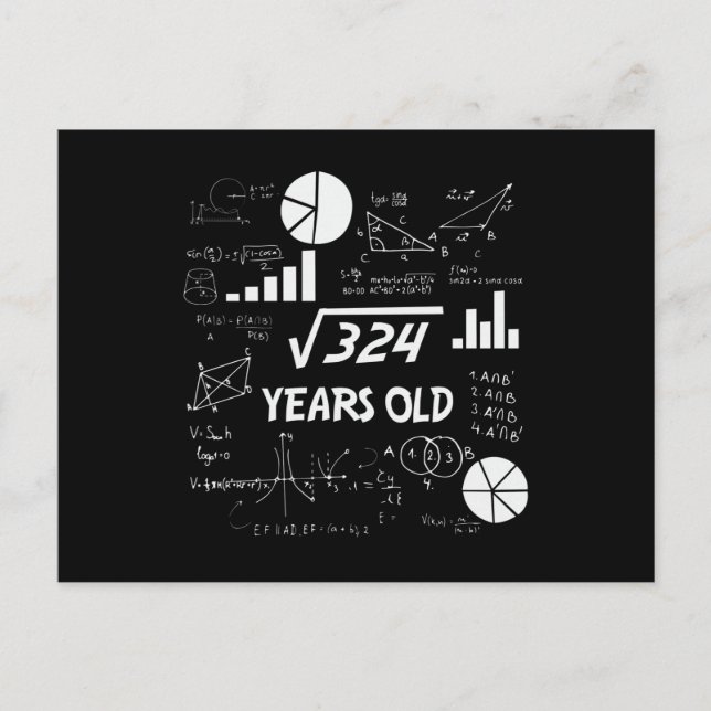 Cartão Postal Presente Geek de Matemática para Aniversário de 18 (Frente)