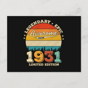 Cartão Postal Presente Incrível de Aniversário de 94 Anos Retro