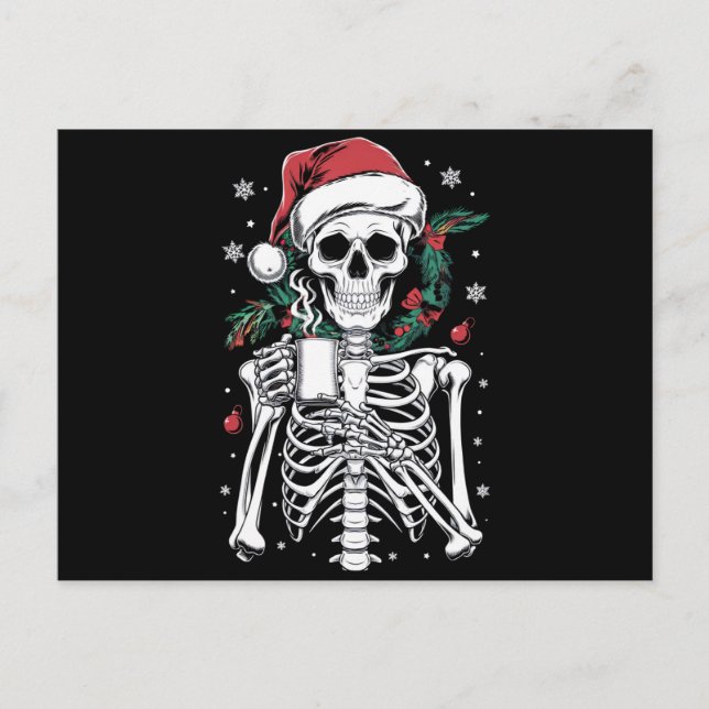 Cartão Postal Presente no café de Natal do Skeleton do Dentro mo (Frente)