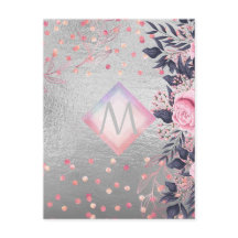 Presente no Marinho de prata do Monograma Rosegold