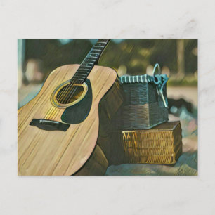 Cartão Postal presente para amantes de violão músico