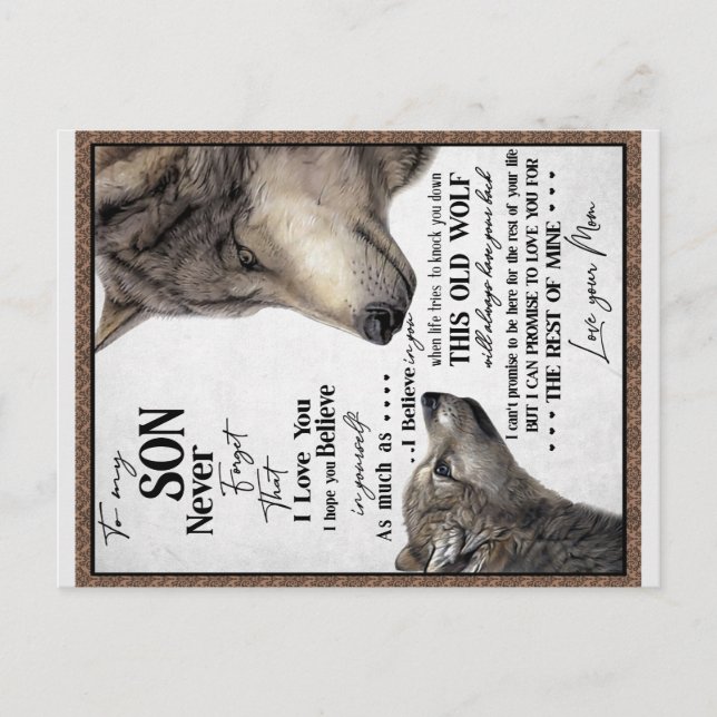 Cartão Postal Presente Para Meu Filho, Mãe e Filho, Carta de Amo (Frente)