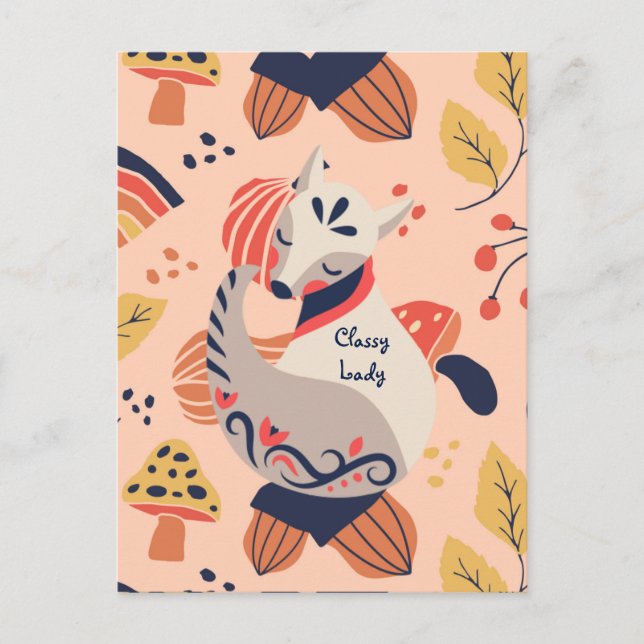 Cartão Postal Presente para Professora CLASSE SENHORA Raposa Hyg (Frente)