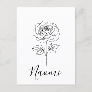 Cartão Postal Presente Personalizado da Flor de Nascimento Rosa 