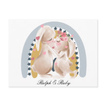 Presente Personalizado de Couple Bunny Rainbow par