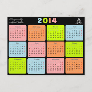 Cartão Postal Presente útil com calendário para 2014