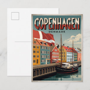 Cartão Postal Presentes coloridos de casas vintage de Copenhague