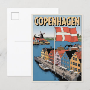 Cartão Postal Presentes coloridos de casas vintage de Copenhague