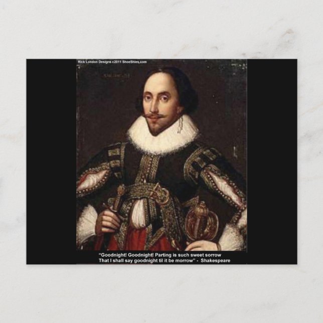 Cartão Postal Presentes com Citação de Amor de Shakespeare "Boa  (Frente)
