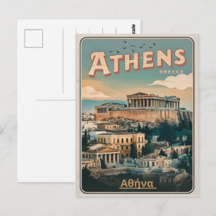 Cartão Postal Presentes da capital vintage Atenas Grécia