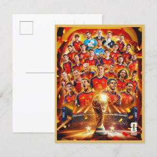 Cartão Postal Presentes da equipe de futebol da Espanha campeã d